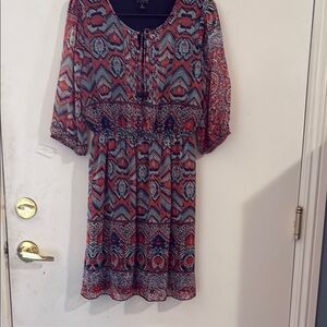 Enfocus Studio Red and Blue Raglan Sleeve Sundress